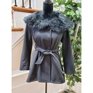 Sijifeng Women's Solid Black Long Sleeve Button Front FauxFur Casual Jacket Coat